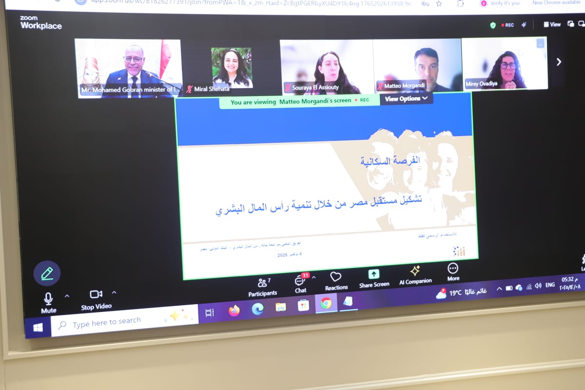 جانب من لقاء وزير العمل عبر تقنية الفيديو كونفرانس
