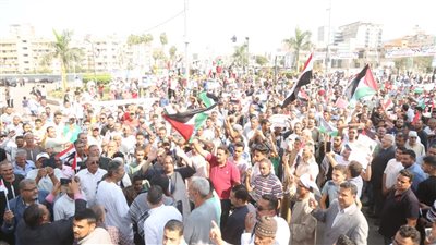 الاف المواطنين في ميادين كفرالشيخ دعما وتأييدها لقرارات الرئيس بشأن فلسطين