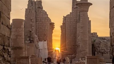 تعامد الشمس على معبد قصر قارون في الفيوم معلنة بداية الشتاء