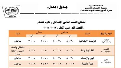 محافظ الجيزة : بدء امتحانات الفصل الدراسي الثاني 9 يناير