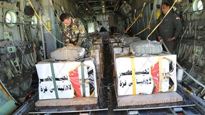 إستمرار الجسر الجوى لإسقاط المساعدات الإنسانية والإغاثية اليومية على شمال قطاع غزة