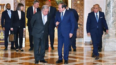 الرئيس السيسي يستعرض مع جوتيريش جهود الوقف الفوري لإطلاق النار في غزة