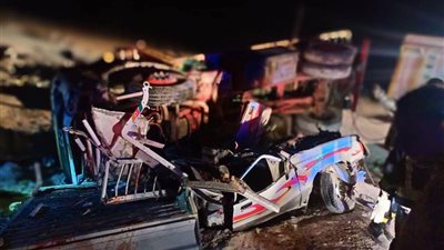 11 وفاة و9 مصابين في تصادم سيارة ربع نقل مع سيارة نقل بكمين الصفا بالطريق الصحراوي الشرقي بالمنيا