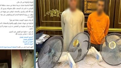 القبض على عاطل سرق 3 مراوح من مسجد بالجيزة ومالك محل يشتري المسروقات