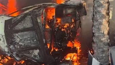  انقلاب سيارة واشتعالها بطريق الإسكندرية - مطروح الساحلي