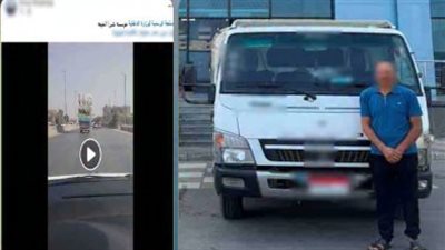 ضبط سائق نقل بعد تداول فيديو لتحميل حمولة زائدة بطريق شبرا الخيمة