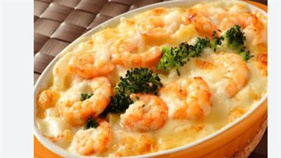  طاجن المكرونة بالجمبري