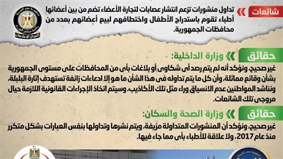 الحكومة تكشف حقيقة تداول منشورات تزعم انتشار عصابات لتجارة الأعضاء