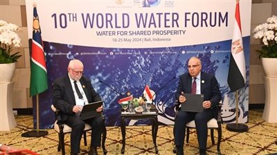وزير الري يلتقى وزير المياه الناميبي ورئيس مرفق المياه الافريقي