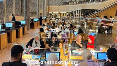 إقبال كثيف من طلاب الثانوية العامة علي مكتبة الإسكندرية لمراجعة دروسهم أثناء فترة تخفيف الأحمال ( صور ) 