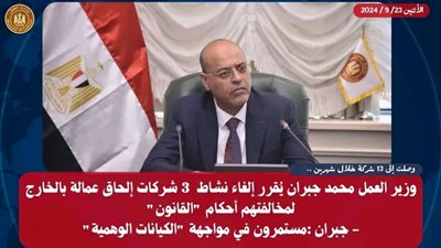 وزير العمل يُقرر إلغاء نشاط  3شركات إلحاق عمالة بالخارج لمخالفتهم أحكام القانون