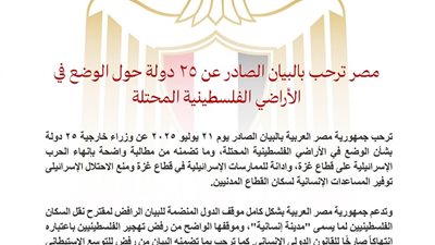 مصر ترحب ببيان 25 دولة بشأن الأراضي الفلسطينية